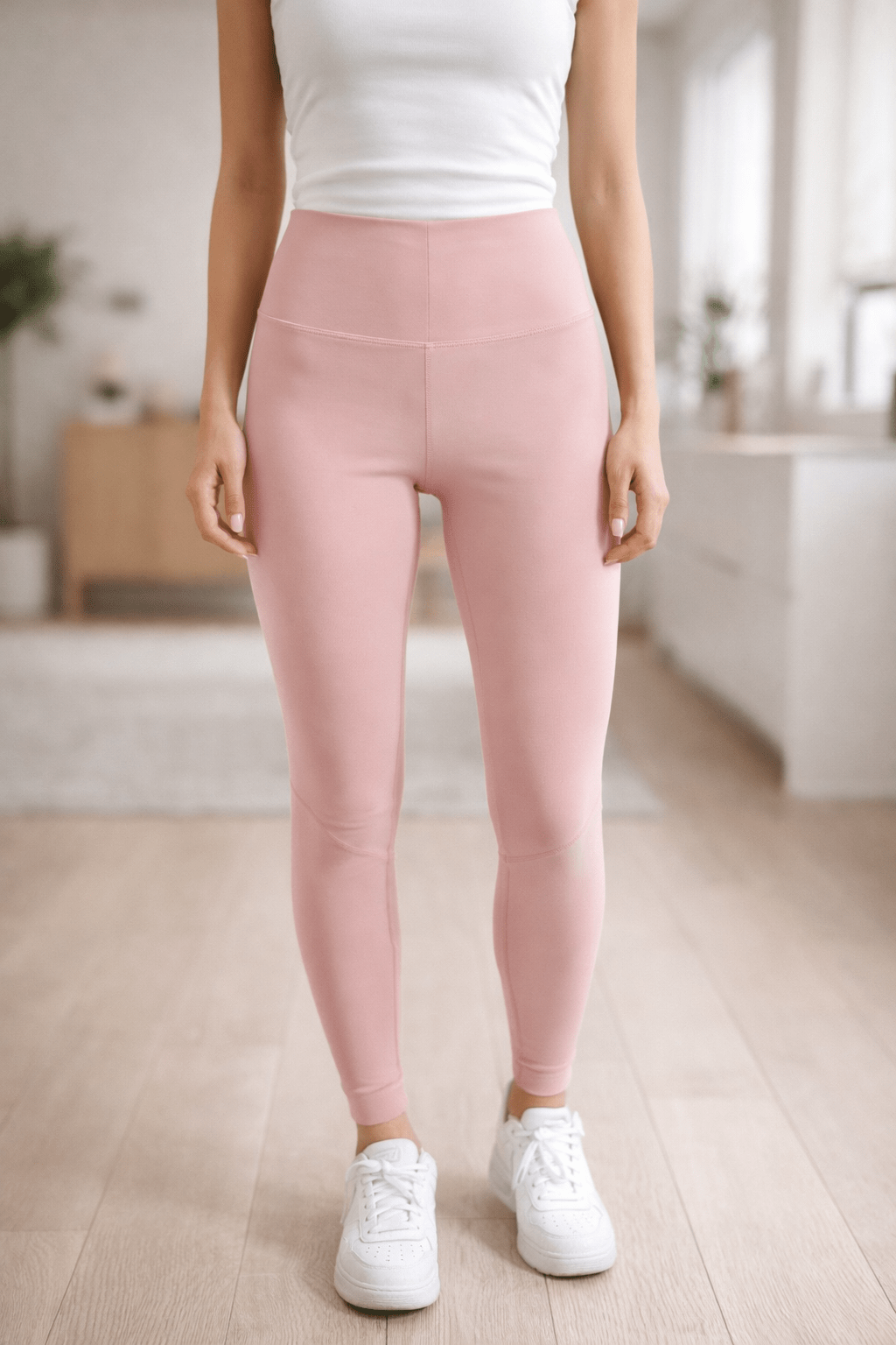 Legging sport gainant rose effet ventre plat nylon 97 cm