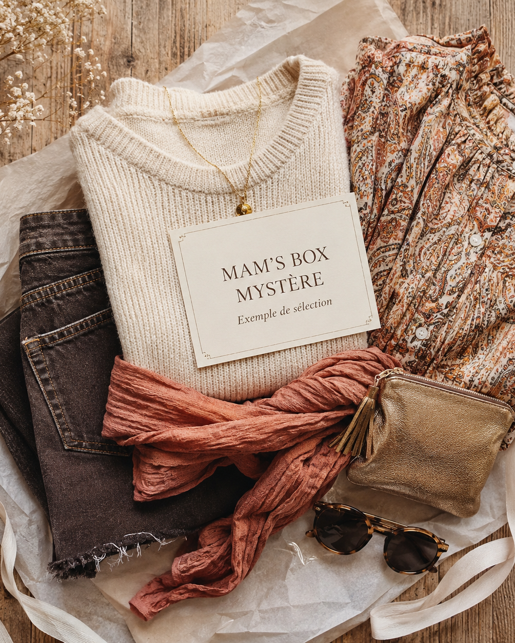 Exemple de sélection Mam’s Box Mystère avec vêtements et accessoires mode femme