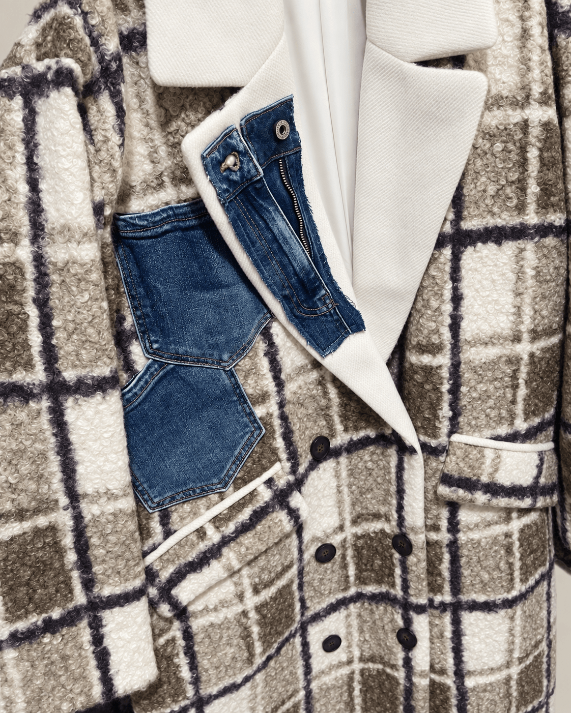 Deux pièces de denim, revers et boutonnage du manteau S.Woman
