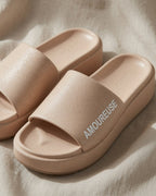 Mules Amoureuse à plateforme, bride pailletée rose nude
