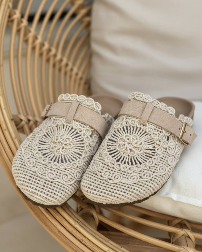 Mules Bohèmes Beiges Effet Crochet — Du 36 au 41 - Mam’s Ailes36