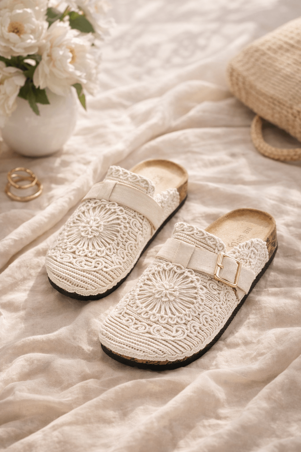 Mules Bohèmes Beiges Effet Crochet — Du 36 au 41 - Mam’s Ailes36