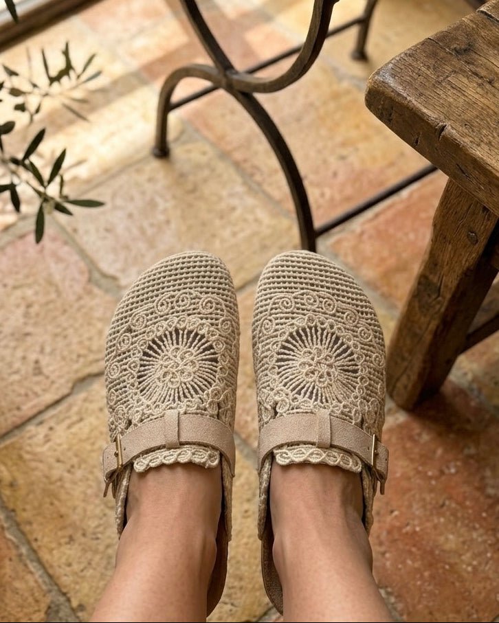 Mules Bohèmes Beiges Effet Crochet — Du 36 au 41 - Mam’s Ailes36