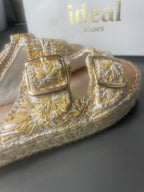 Mules Dentelle Beige Bohème Plateforme Brides Réglables – 36 - 40 - Mam’s Ailes36