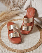 Mules Dorées Double Bride — Du 36 au 41 - Mam’s Ailes36