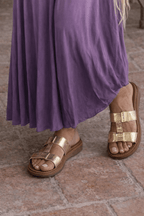 Mules Dorées Double Bride — Du 36 au 41 - Mam’s Ailes ambiance provencale