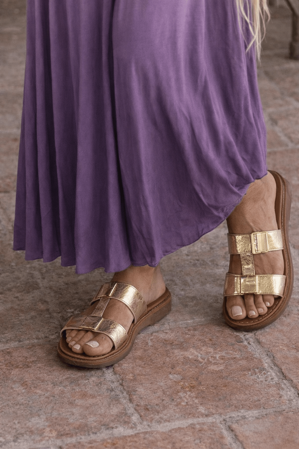 Mules Dorées Double Bride — Du 36 au 41 - Mam’s Ailes36