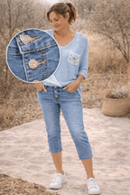 Pantacourt Jean Karostar Boutons Bijou — 40 - 50 - Mam’s Ailes38