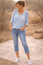 Pantacourt Jean Karostar Boutons Bijou — 40 - 50 - Mam’s Ailes38