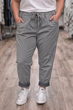 Pantalon confort grande taille couleur gris