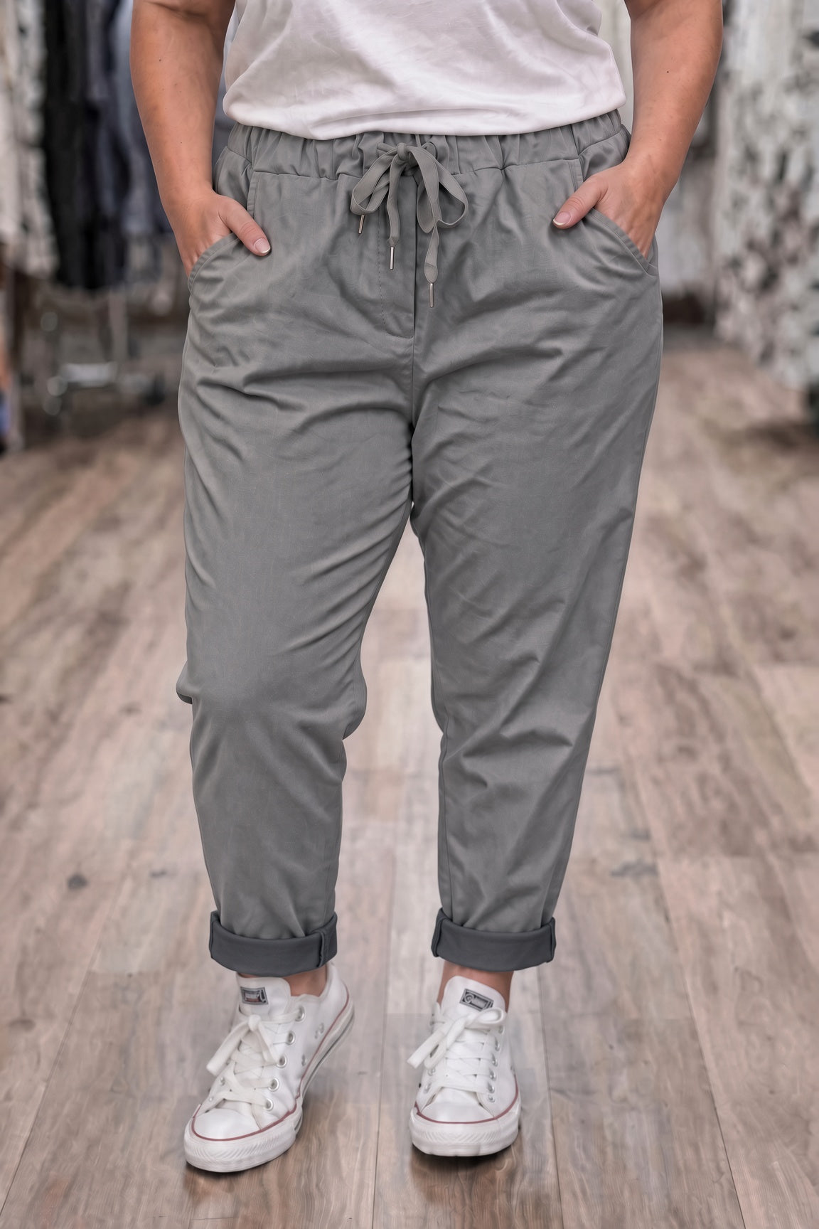 Pantalon confort grande taille couleur gris