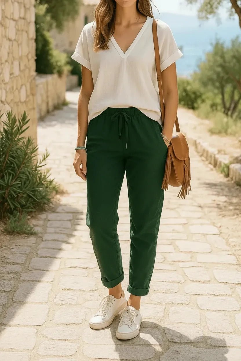 Pantalon Magique Mam’s Ailes porté en tenue chic, coupe polyvalente et fluide