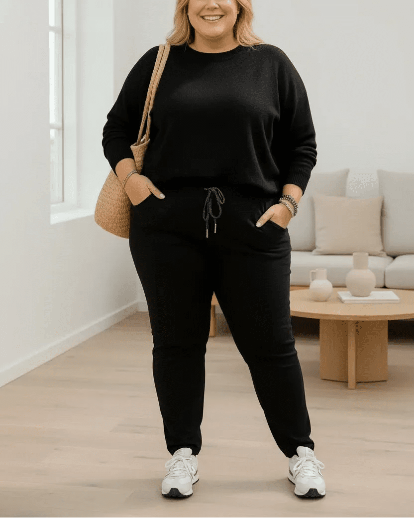 Pantalon Magique noir en total look, silhouette décontractée et confortable