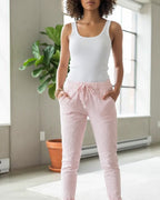 Pantalon Magique femme extensible 36-52, coupe élégante et confortable couleur rose pale