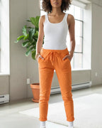 Pantalon Magique femme extensible 36-52, coupe élégante et confortable couleur orange