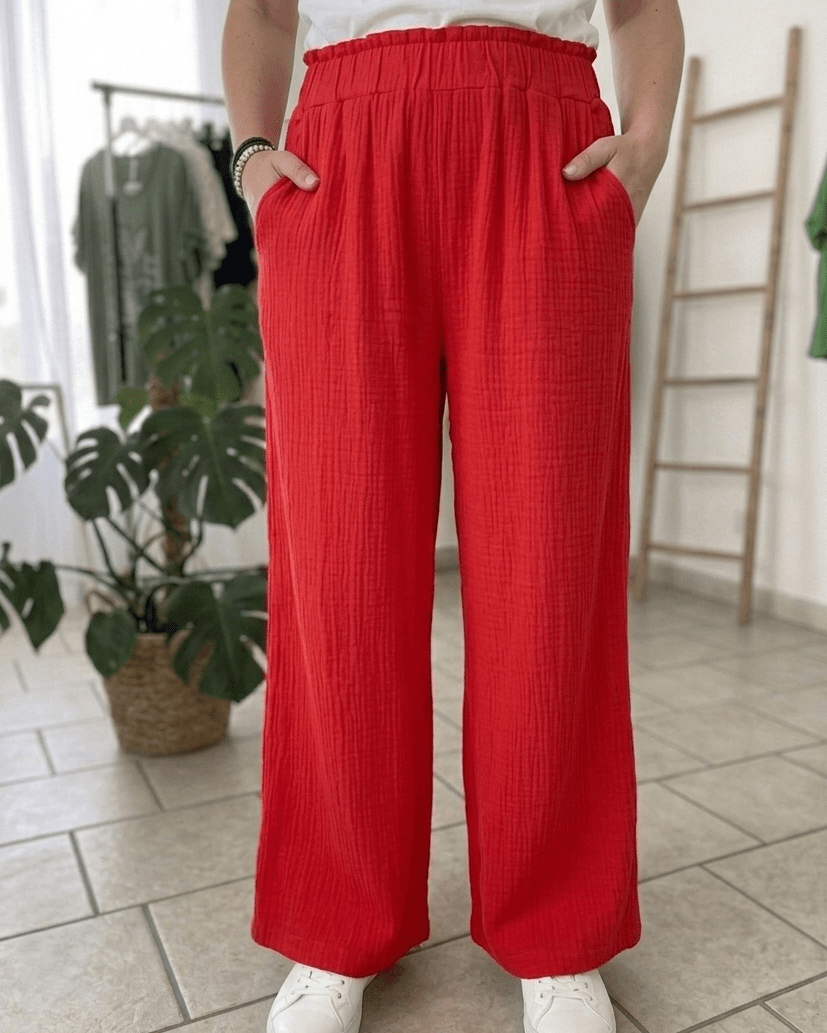 Pantalon Palazzo Jambe Large Gaze de Coton — 40 - 48 - Mam’s Ailes
