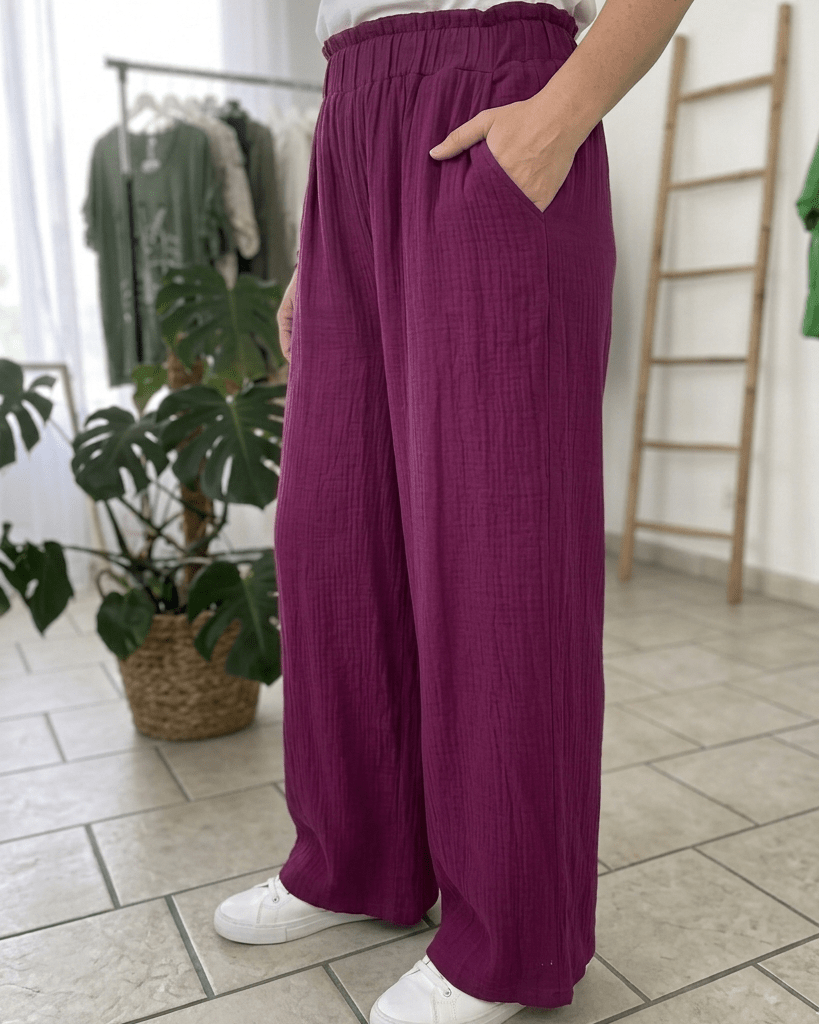 Pantalon Palazzo Jambe Large Gaze de Coton — 40 - 48 - Mam’s Ailes