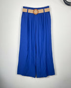 Pantalon fluide femme en 90% rayon et 10% nylon, longueur 99 cm et style palazzo estival