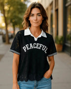 Polo dentelle "Peaceful" en Dentelle Noir - Mam’s Ailes