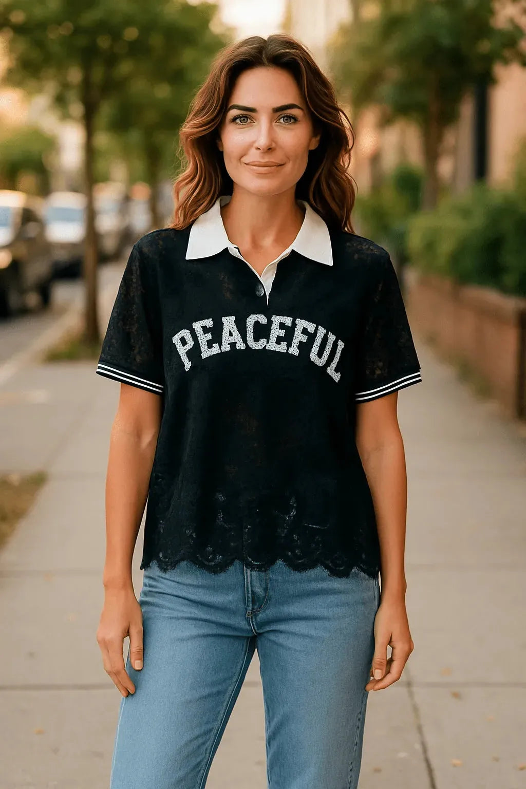 Polo dentelle "Peaceful" en Dentelle Noir - Mam’s Ailes