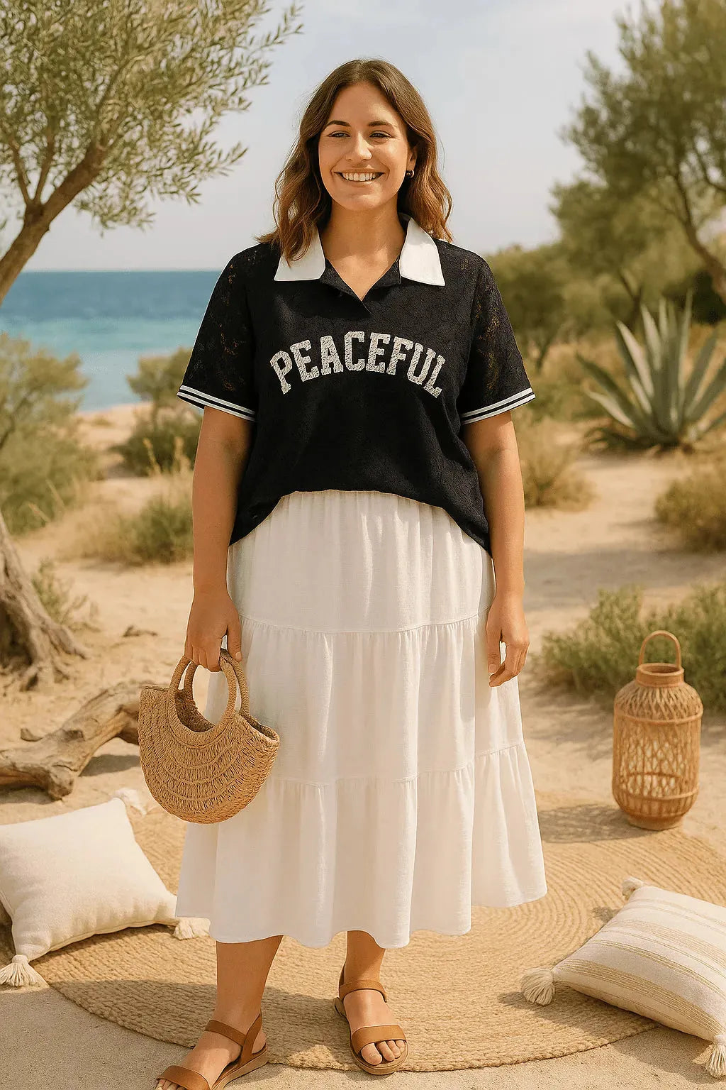 Polo dentelle "Peaceful" en Dentelle Noir - Mam’s Ailes