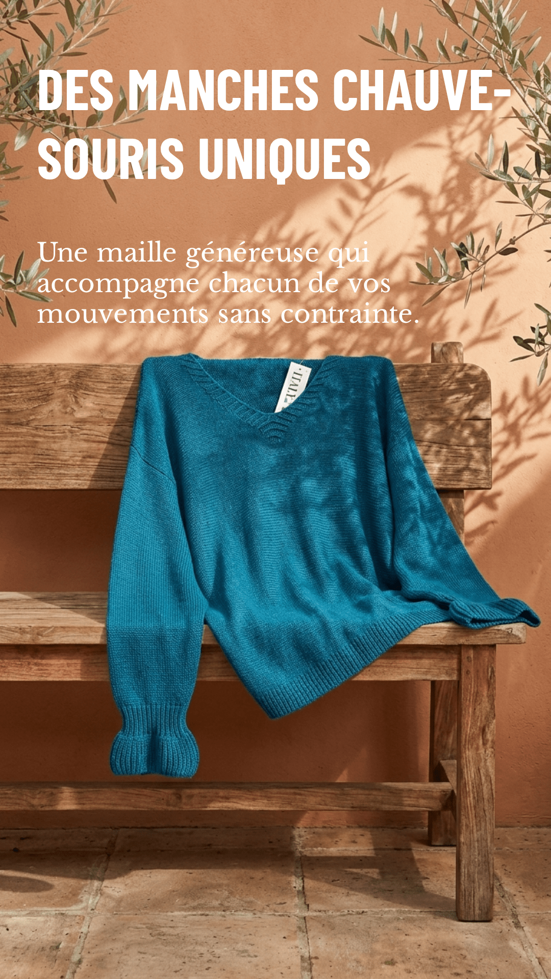 Pull ample col V – Manches chauve-souris