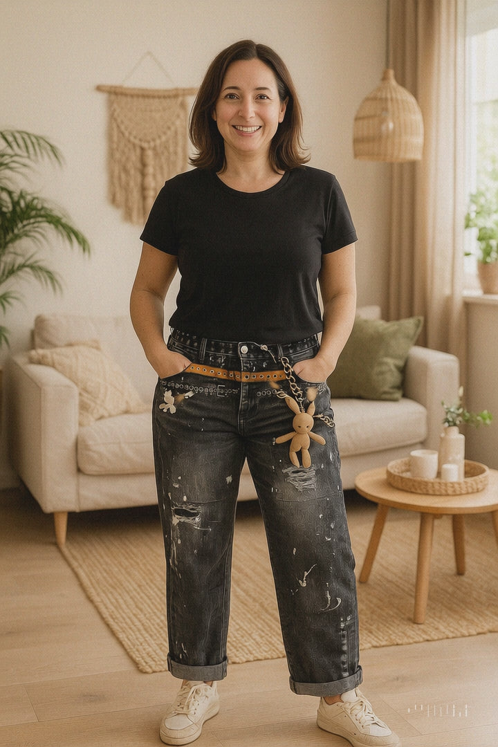 Vidéo du Jean Lapinou original femme coupe large, coton extensible, mode tendance