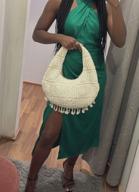 video sac macramé style boheme, détails