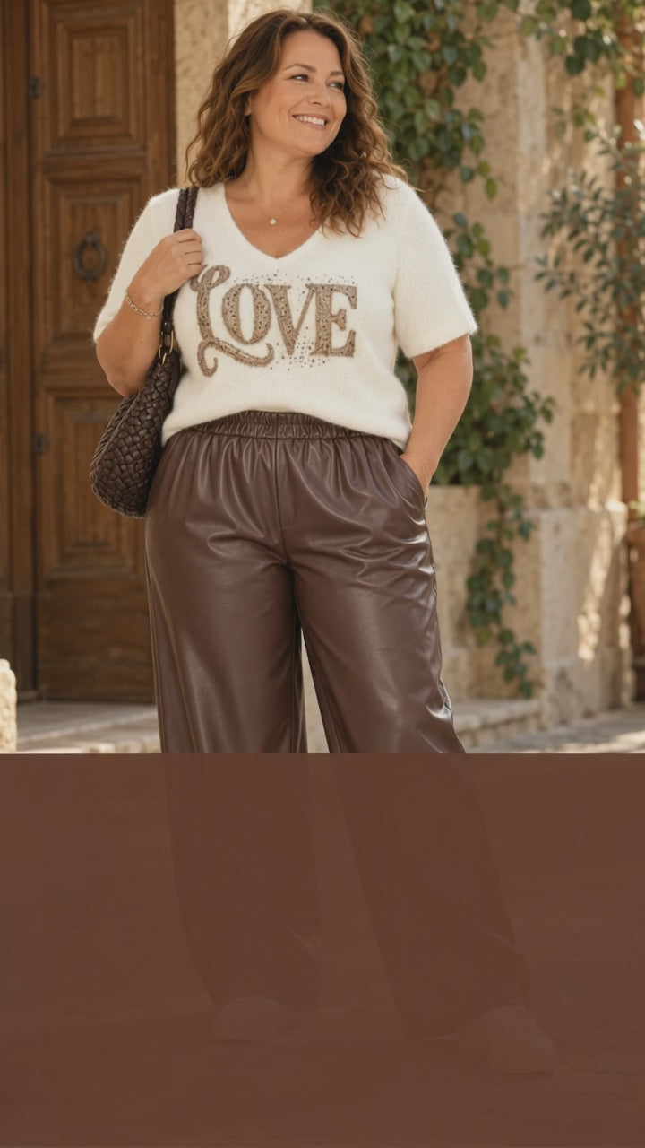 Pantalon simili large grande taille