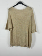 Dos réel uni du pull Bella en maille beige champagne brillante