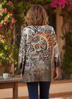 Pull Calavera d’Or à motif fleuri, vue de dos