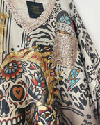 Pull Calavera d’Or : motif crâne floral de face