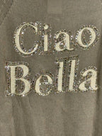 Pull Ciao Bella blanc en coton avec détails strass