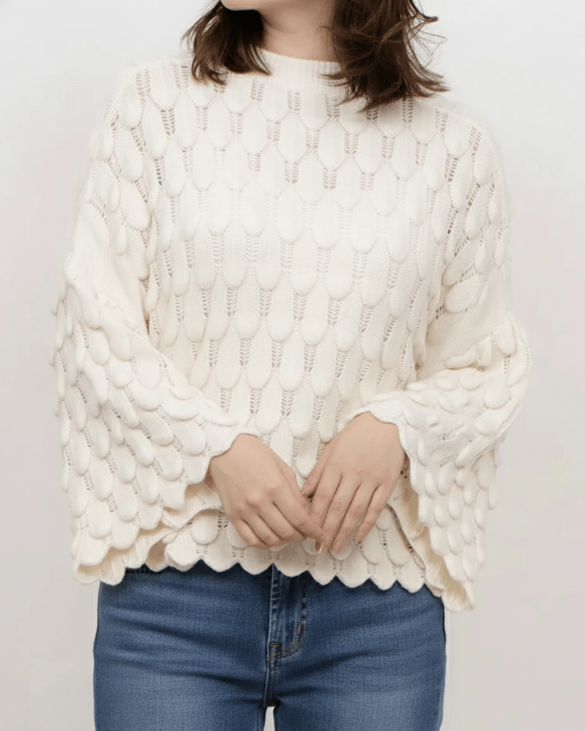 Pull Élise femme couleur écru – maille texturée