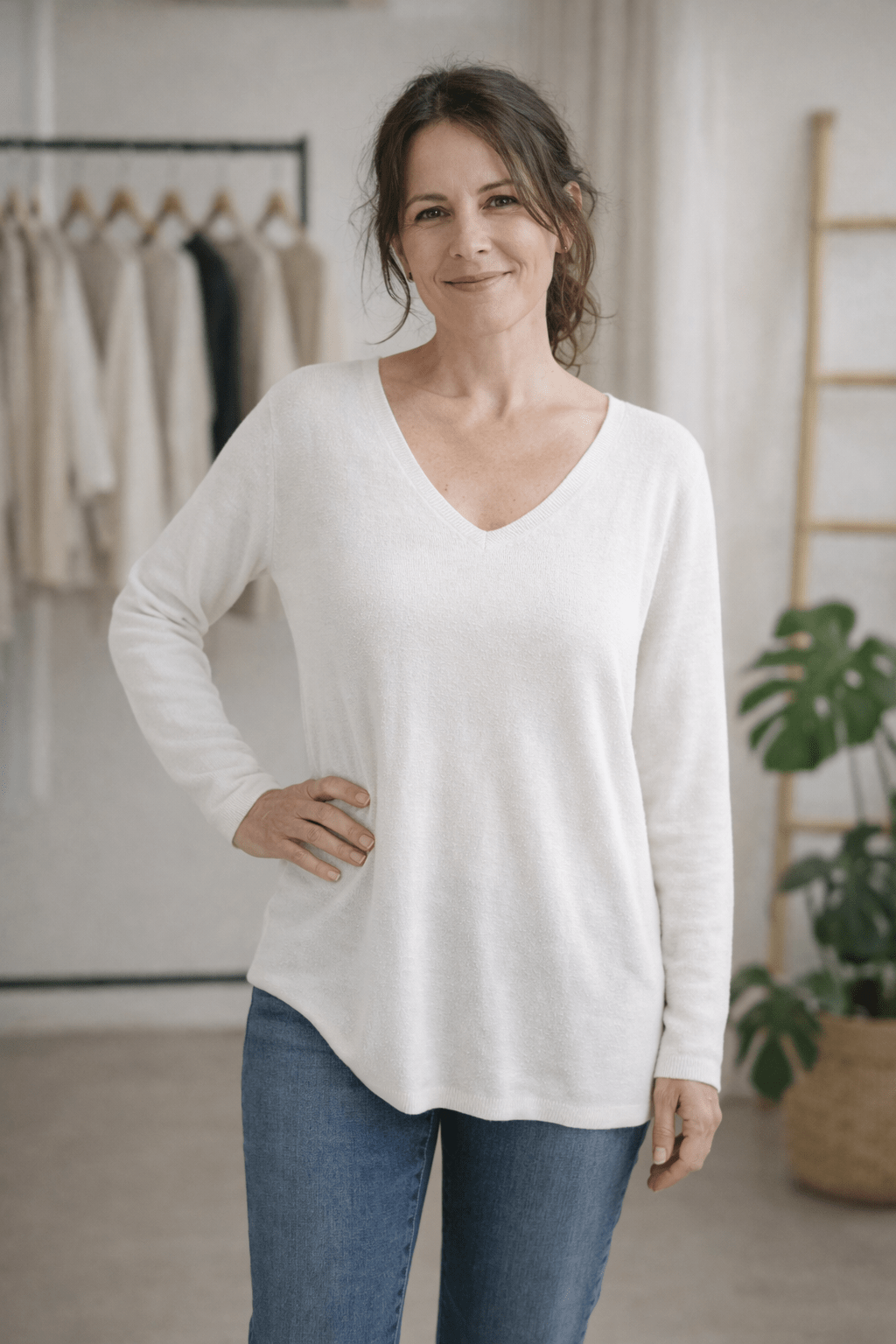 Pull Fin Loose Femme – Basique - 36/42 - Mam’s AilesBlanc