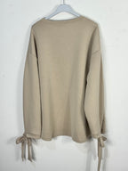 Sweat Fiocco, beige de dos, liens aux manches — photo du produit.