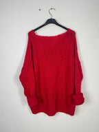 Dos uni du pull Iconic rouge en maille