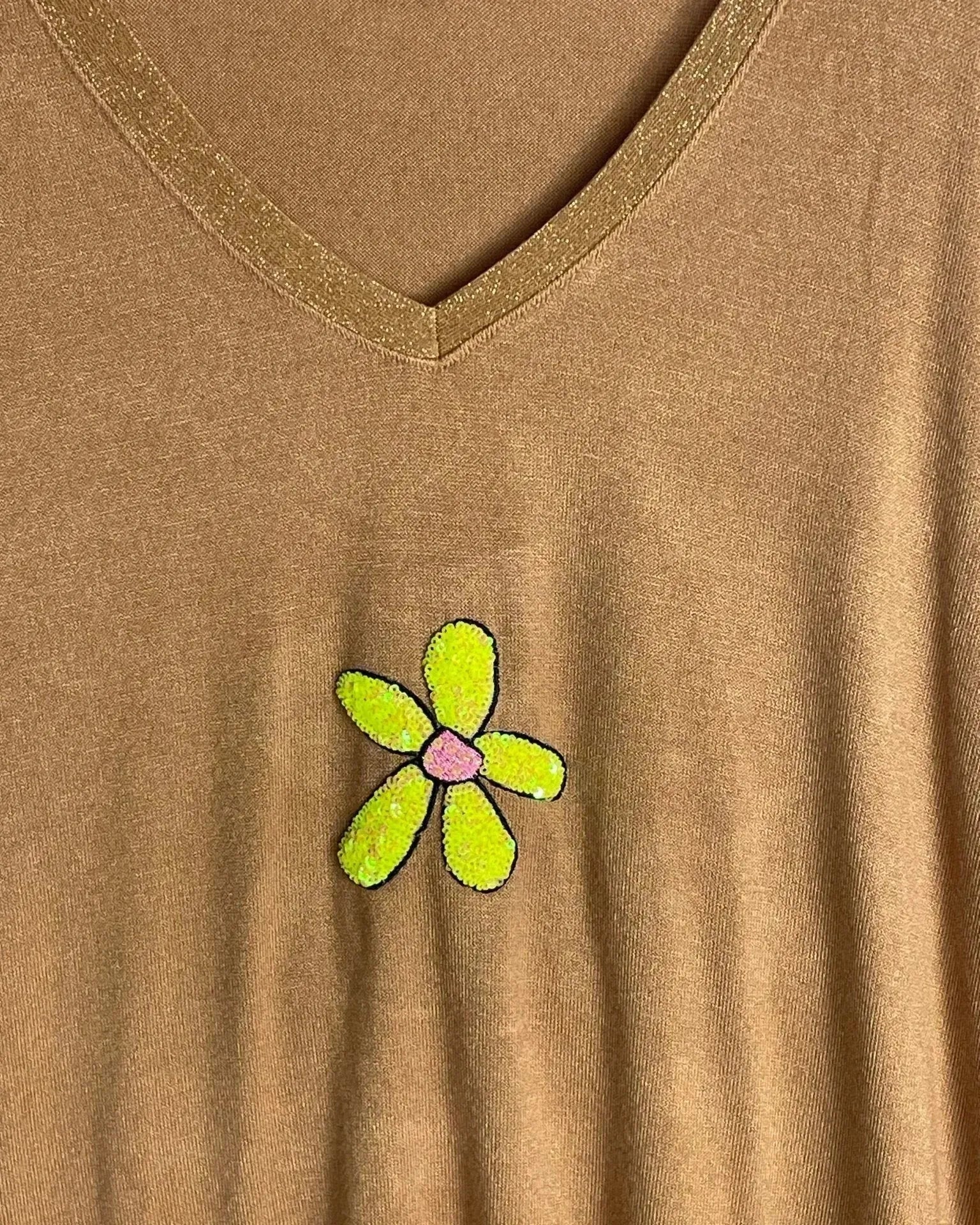 Pull Léger Col V Pailleté – Douceur et Féminité - Mam’s Ailes