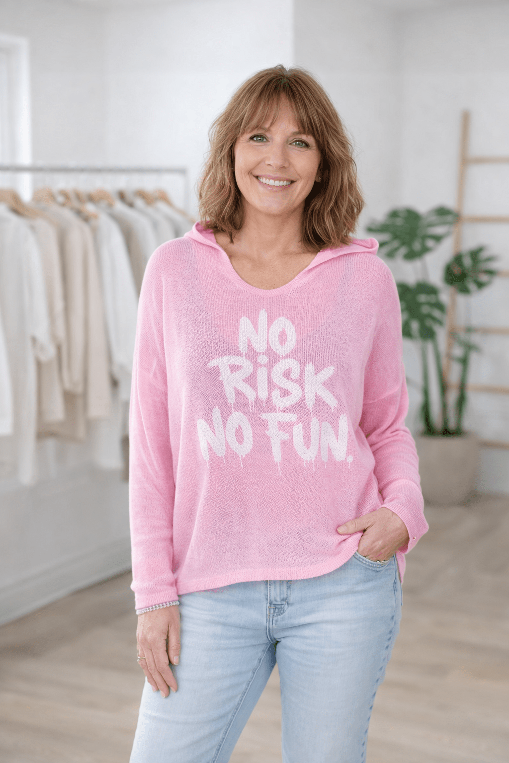 Pull Léger "No Risk No Fun!" – Style Décontracté Audacieux - 36 - 48 - Mam’s Ailes
