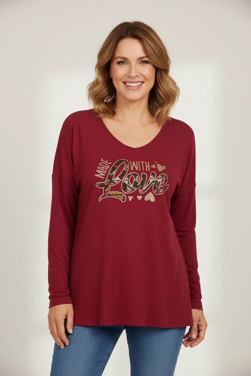 Pull grande taille femme message Made with Love