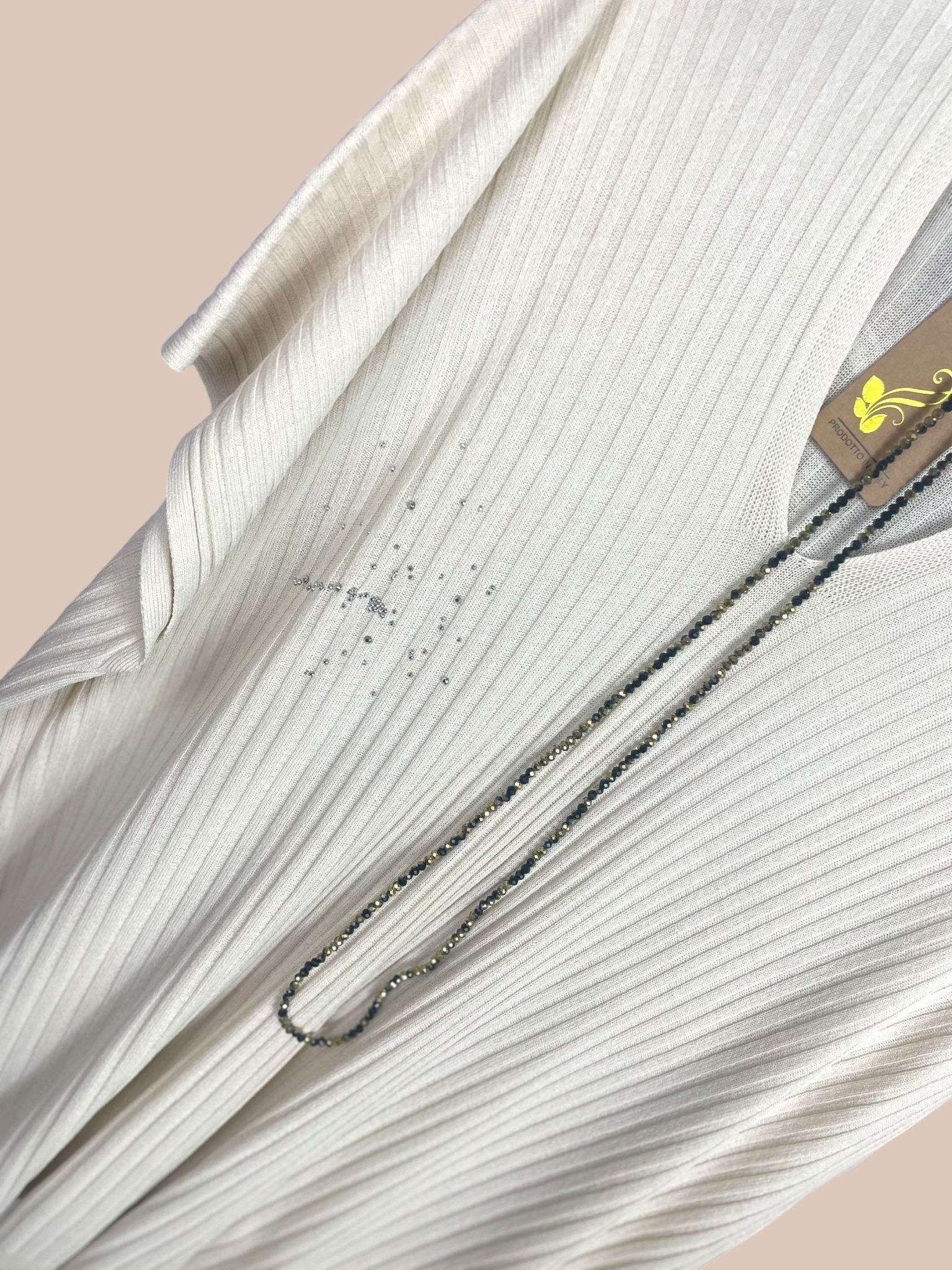Pull maille fine Écru & Sautoir Offert - Mam’s Ailes