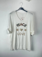 Pull Peace & Love blanc oversize, seconde vue
