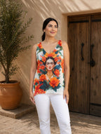 Pull sans manches Frida en maille graphique, vue portée