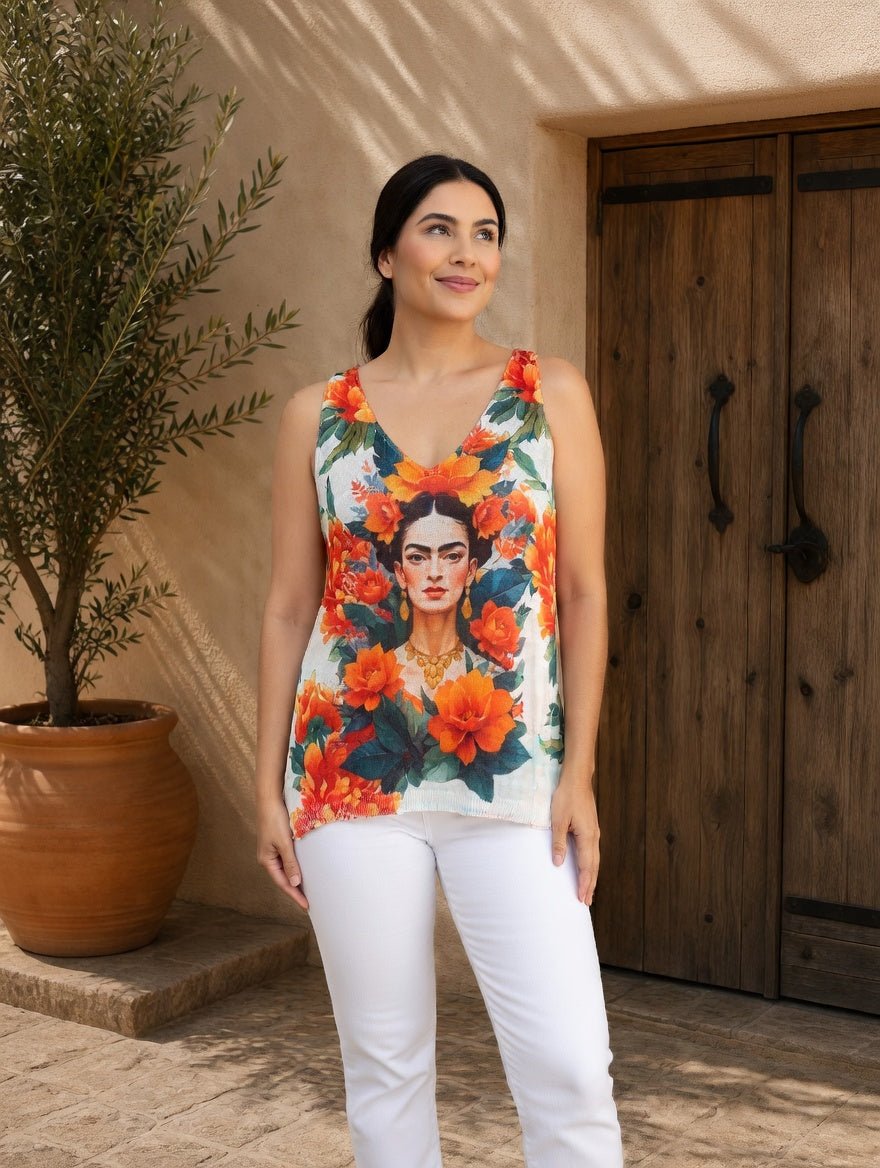Pull sans manches Frida en maille graphique, vue portée