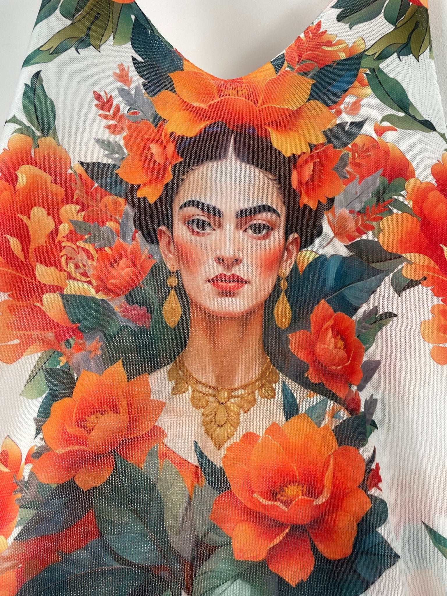 Pull Frida sans manches : détail du motif et de la maille