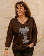 Pull Shiny Pup : détail de la coupe ample et du dos long