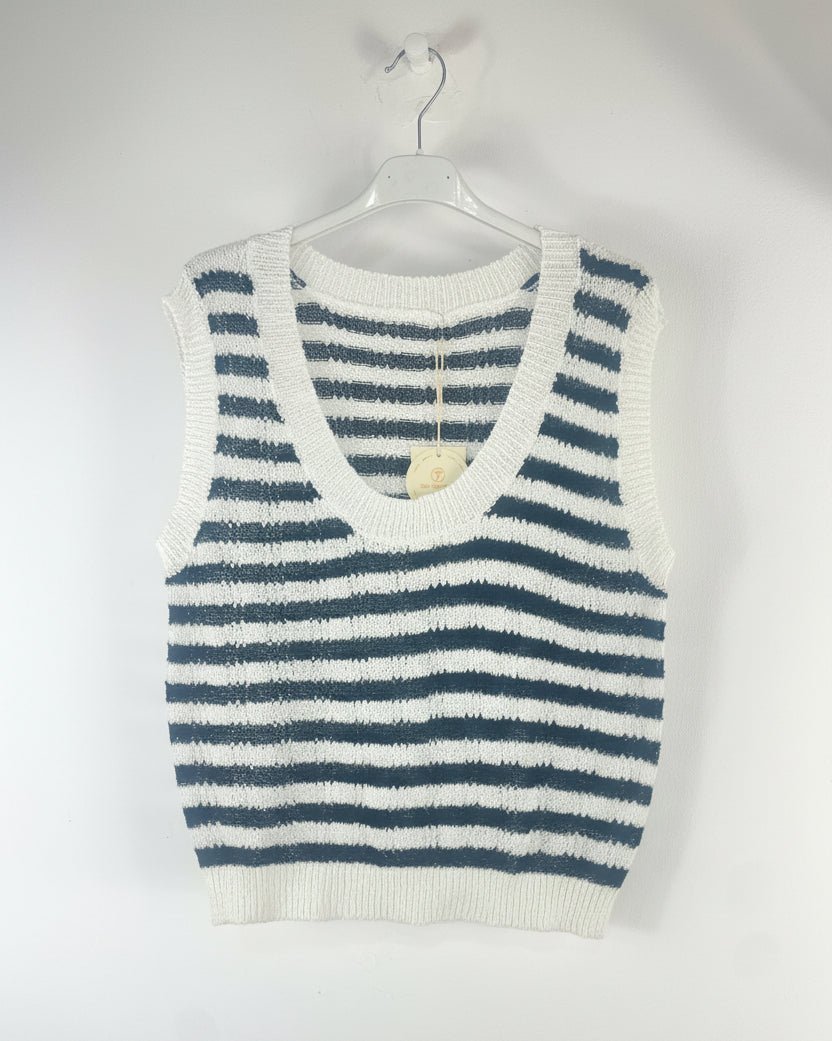 Pull Solène - Sans Manches Rayé - Mam’s AilesBeige