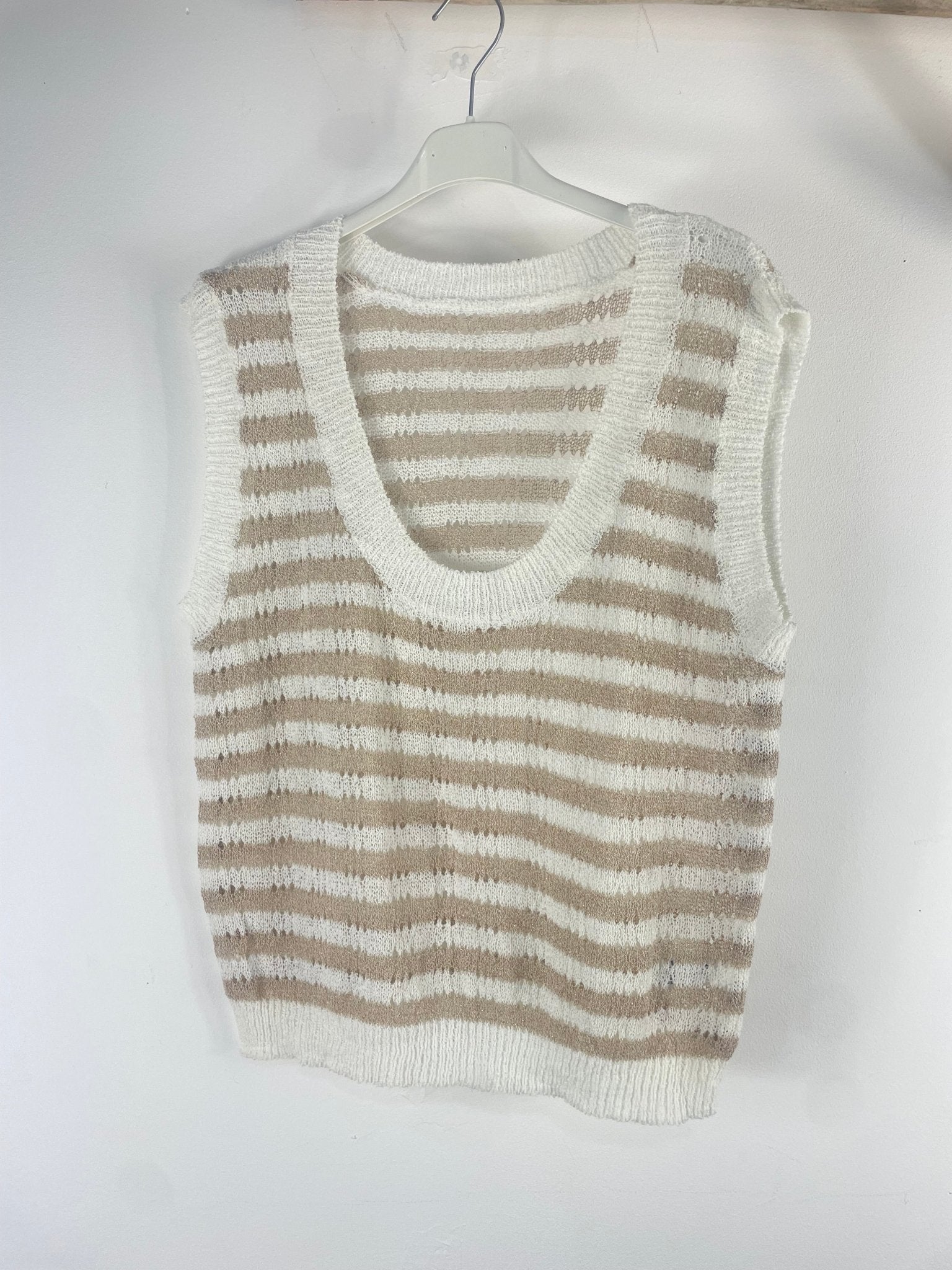 Pull Solène - Sans Manches Rayé - Mam’s AilesCamel
