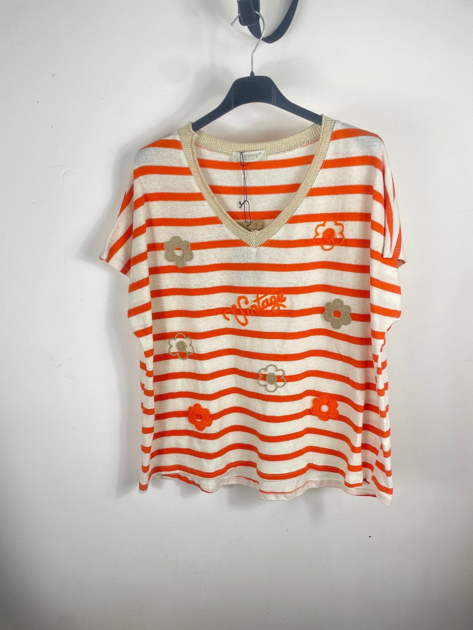 Pull Vintia — Rayures & Fleurs - Mam’s AilesOrange