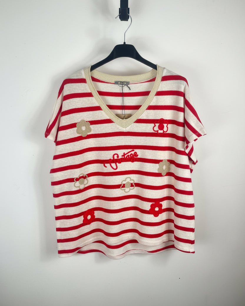 Pull Vintia — Rayures & Fleurs - Mam’s AilesRouge